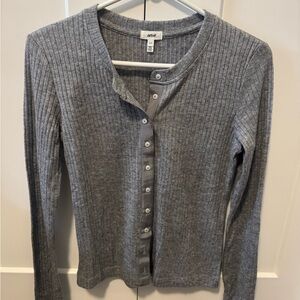 aerie Ribbed Button-Up Long Sleeve
